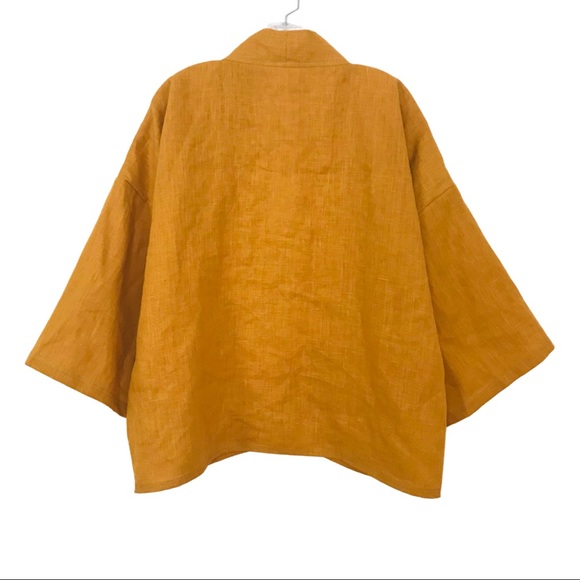 Gold Linen Kimono, Golden Yellow - Picture 5 of 8
